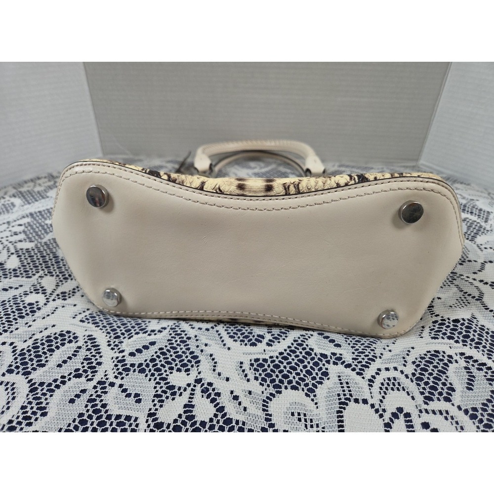 Michael Kors Blakely Hand Bag Snake Taupe Embossed Leather Satchel Expandable - Picture 11 of 13
